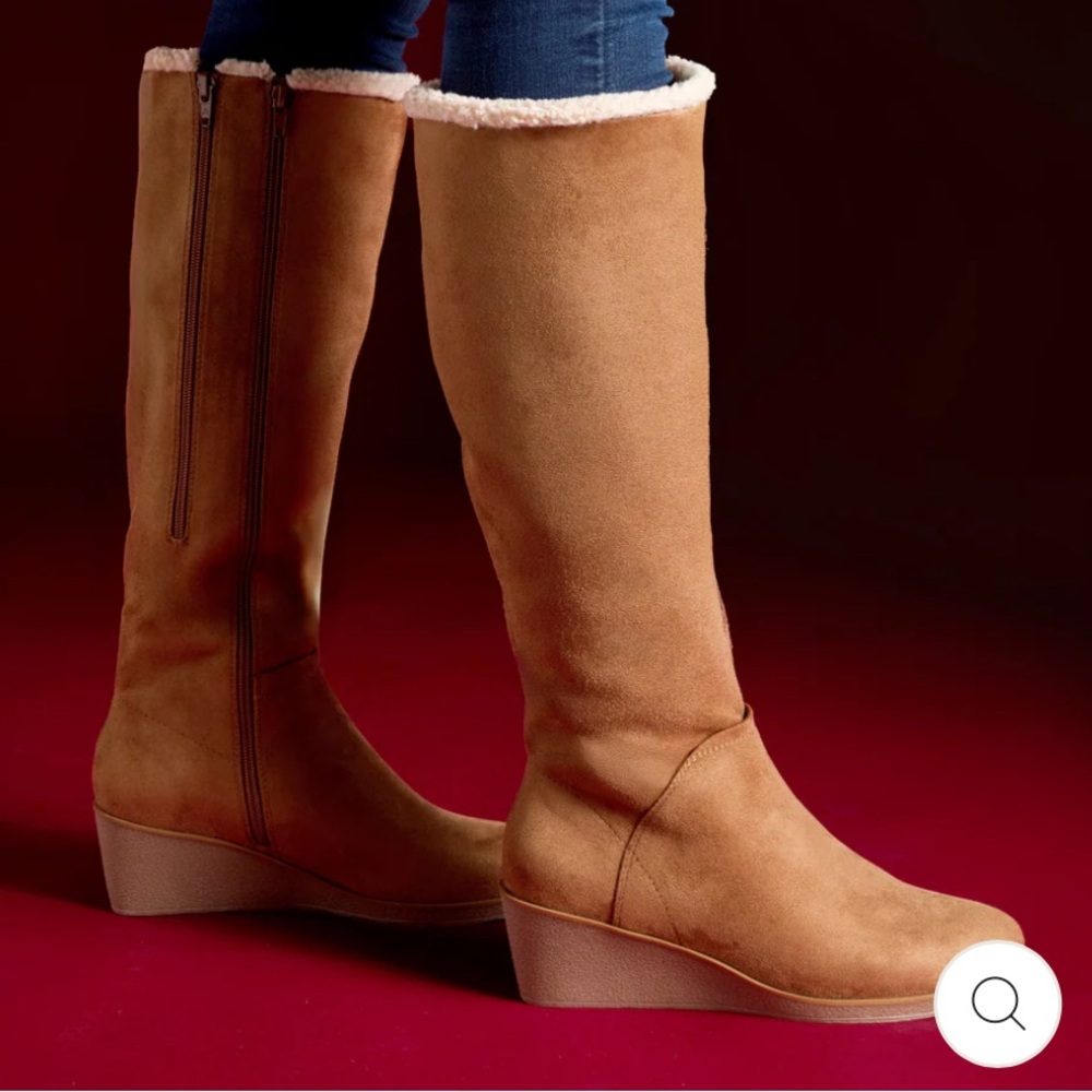 Aerosoles Binocular Shearling Knee High Wedge Boot - size 7